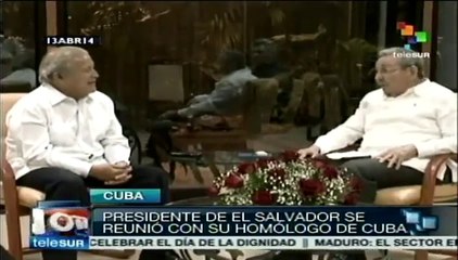 Sánchez Cerén visita a Raul Castro en La Habana