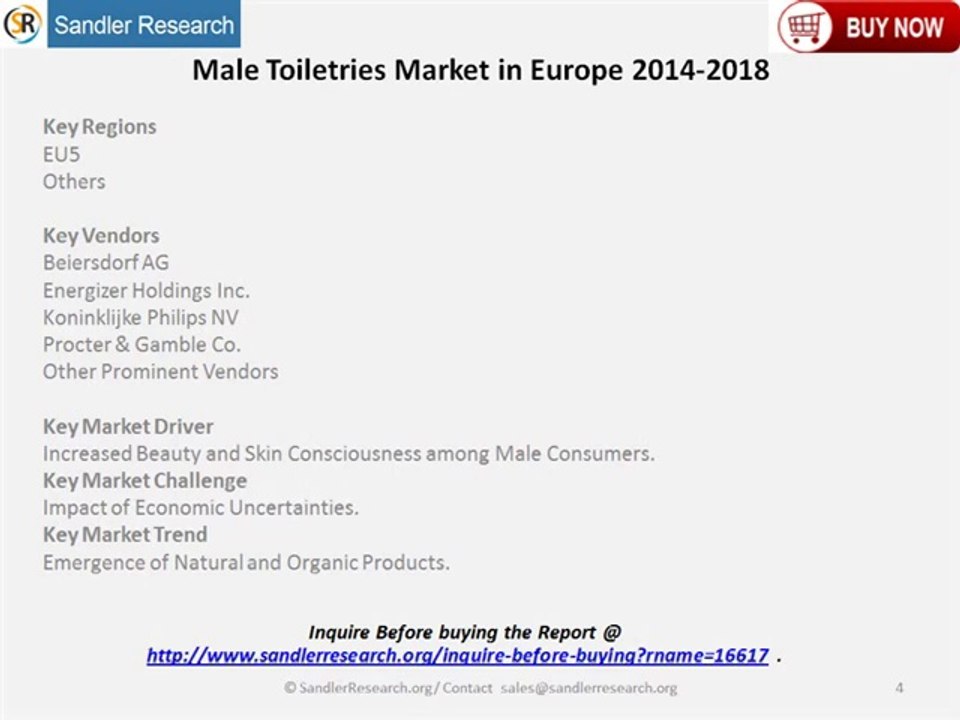 Europe Male Toiletries Market All Segments Covered in a New Report