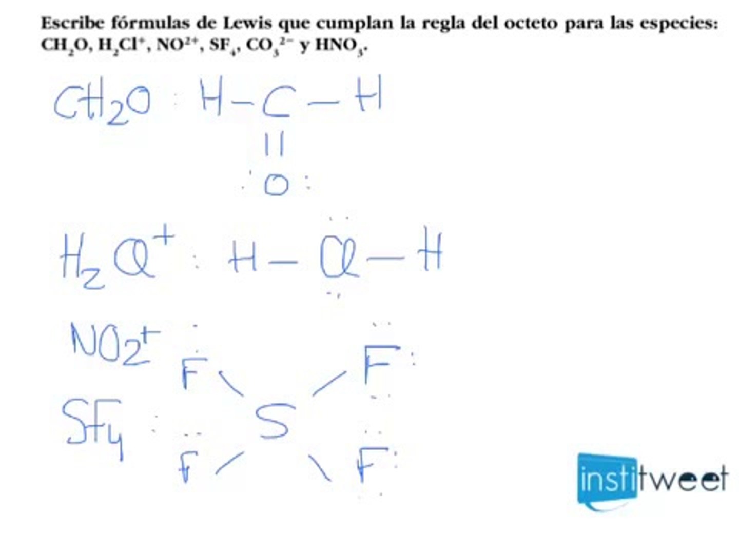 Ejercicio resuelto Escribir fórmulas de Lewis, image size:1440x1080