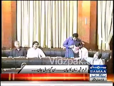 PTI Khurram Sher Zaman criticized badly by PPP Sharjeel Memon & Dy.Speaker Shehla Raza for asking question about wine