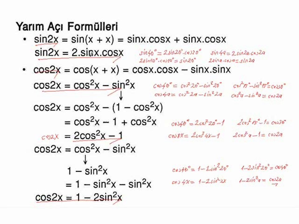 20) Yarım Açı Formülleri - 1