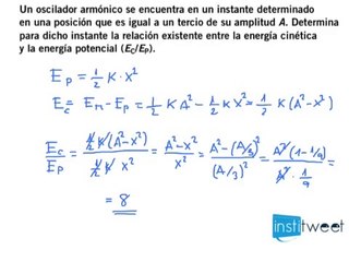 Determinar la realcion entre energía cinética y potencial de un oscilador