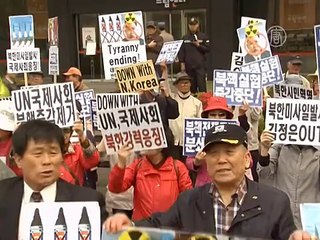 Протест в Сеуле в День рождения основателя КНДР