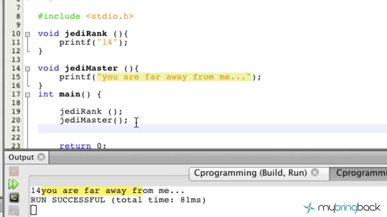 Learn C Programming Tutorial 1.25 Functions
