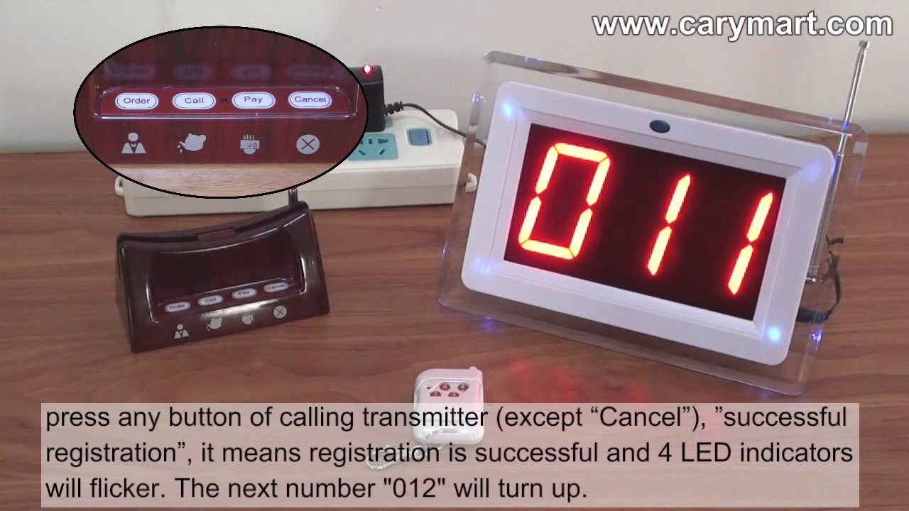 500m 4-Button Desktop Wireless Calling Button and Receiver Host