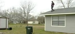 Jump in a trash.. from the roof. FLIP FAIL!