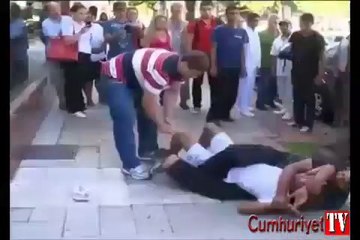 Sivil polisin uçan tekme denemesi kötü bitti