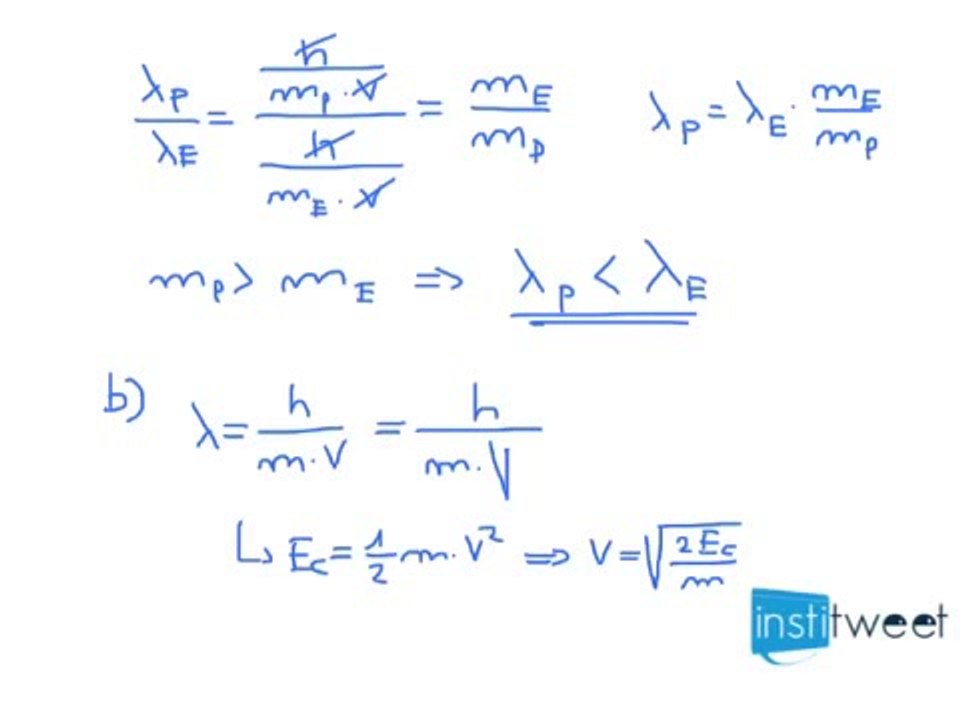 Comparar longitud de onda de Broglie entre protones y electrones