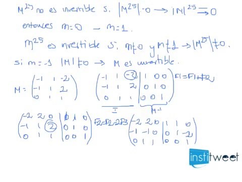 Según matriz con parametro obtener inversa Selectividad matematicas madrid