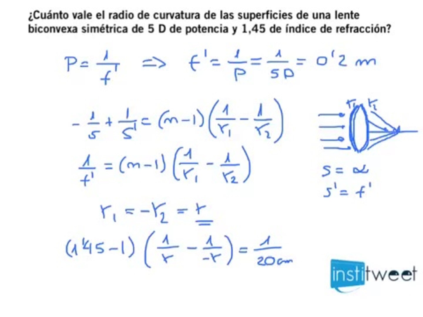 Calcula el radio de curvatura de una lente biconvexa delgada - Vídeo  Dailymotion