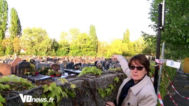 Travaux après l'effondrement au cimetière de Sannois