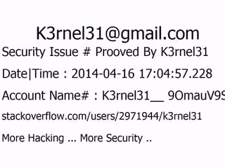 K3rnel31 Security Issue # Prooved r2tfAZAZtaONsWz