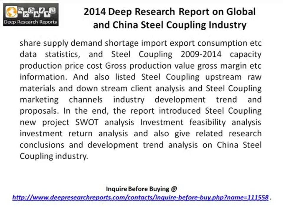 Steel Coupling Industry 2014 across China & World – Market Landscape & Key Manufacturers Analysis