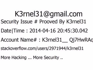K3rnel31 Security Issue # Prooved Qj7HwRAqOv4TOwG