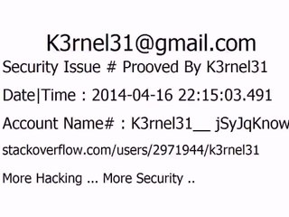 K3rnel31 Security Issue # Prooved jSyJqKnowxBHFtG