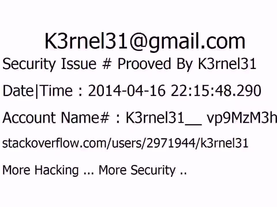 K3rnel31 Security Issue # Prooved vp9MzM3hIJr7Txk