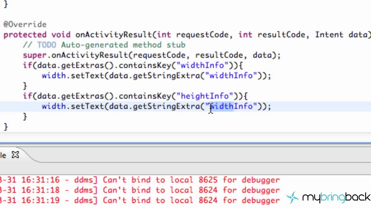 Android Tutorial 2.3 - onActivityResult Example