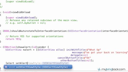 Learn Xcode 4.2 Tutorial iOS iPad iPhone 1.12 UIAlertView with Buttons pt3