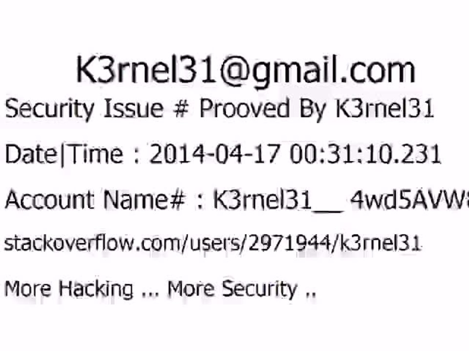 K3rnel31 Security Issue # Prooved 4wd5AVW8EQTrFfG