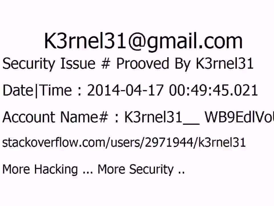 K3rnel31 Security Issue # Prooved WB9EdlVoUjzDpYp