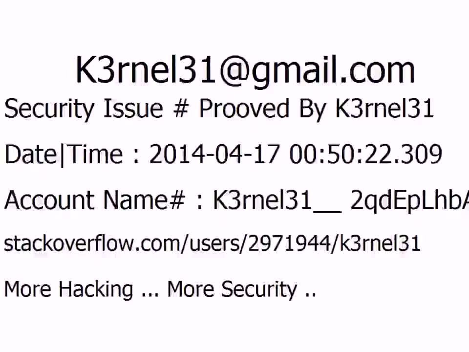 K3rnel31 Security Issue # Prooved 2qdEpLhbAOOMkba