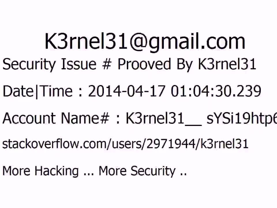 K3rnel31 Security Issue # Prooved sYSi19htp63Ukw6