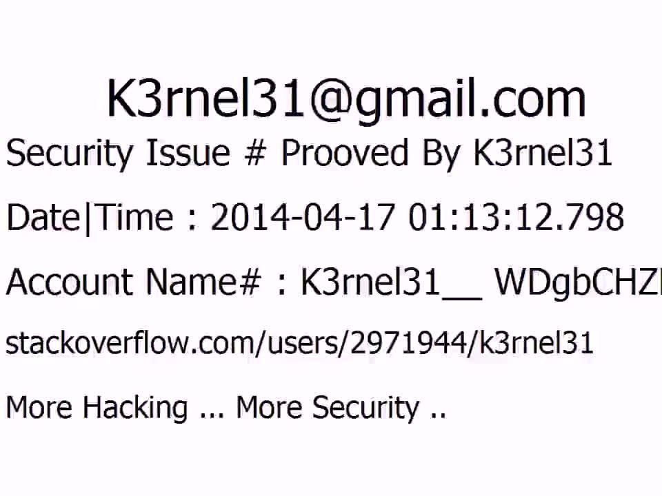 K3rnel31 Security Issue # Prooved WDgbCHZFjc0V01C
