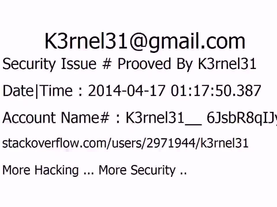 K3rnel31 Security Issue # Prooved 6JsbR8qIJywbRQT
