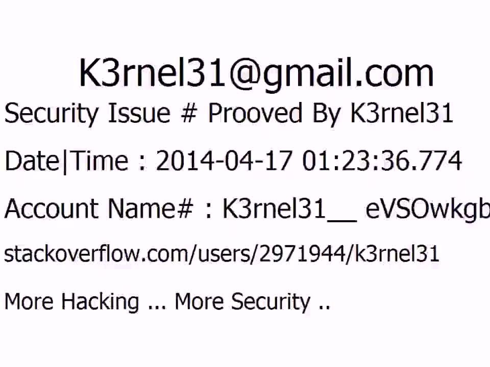 K3rnel31 Security Issue # Prooved eVSOwkgbcVXGUg9