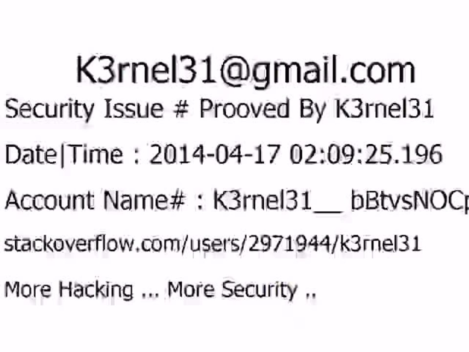 K3rnel31 Security Issue # Prooved bBtvsNOCp8w3h3O