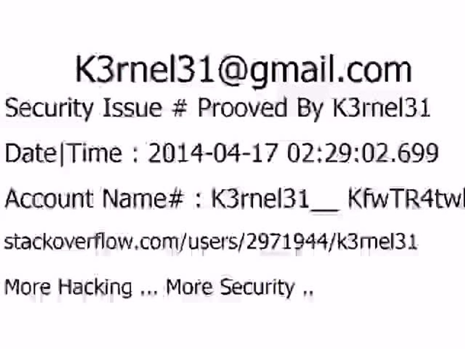 K3rnel31 Security Issue # Prooved KfwTR4twbCOUsmo
