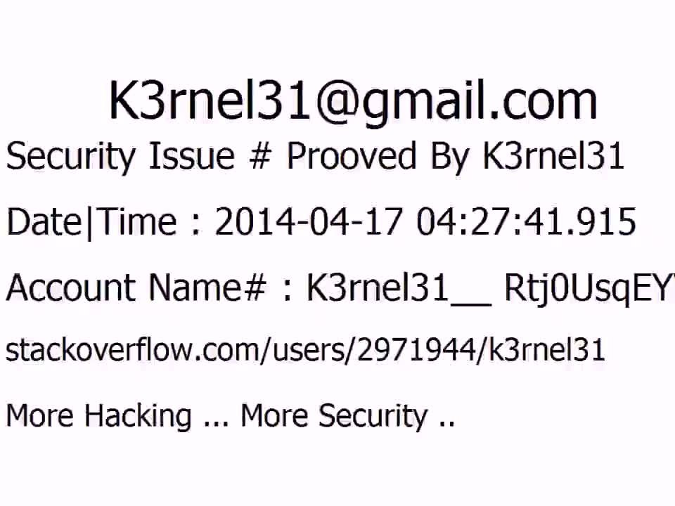 K3rnel31 Security Issue # Prooved Rtj0UsqEYWQTltB