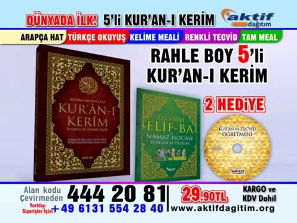 5LI KURANI KERIM TURKCE OKUNUSLU KELIME MEALLI TUM MEAL RENKLI AKTIF DAGITIM