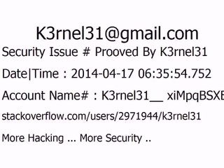 K3rnel31 Security Issue # Prooved xiMpqBSXEPibalR