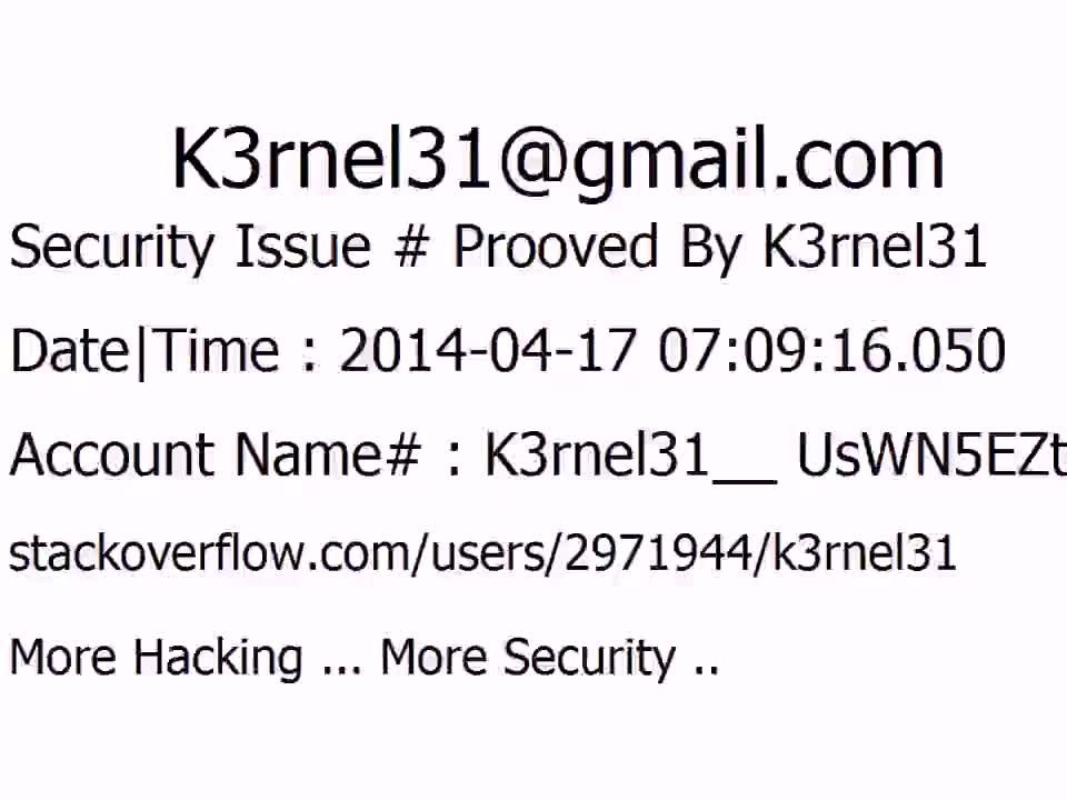 K3rnel31 Security Issue # Prooved UsWN5EZtufOTpN4