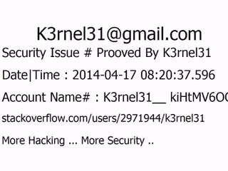 K3rnel31 Security Issue # Prooved kiHtMV6OCbKNi4j