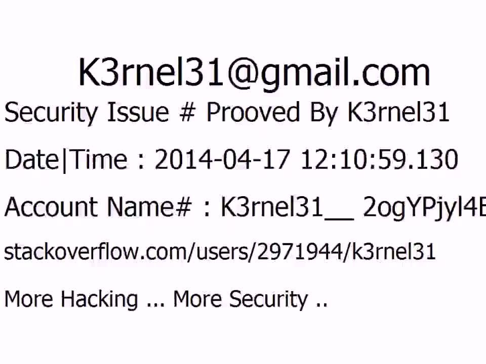 K3rnel31 Security Issue # Prooved 2ogYPjyl4E2hMry