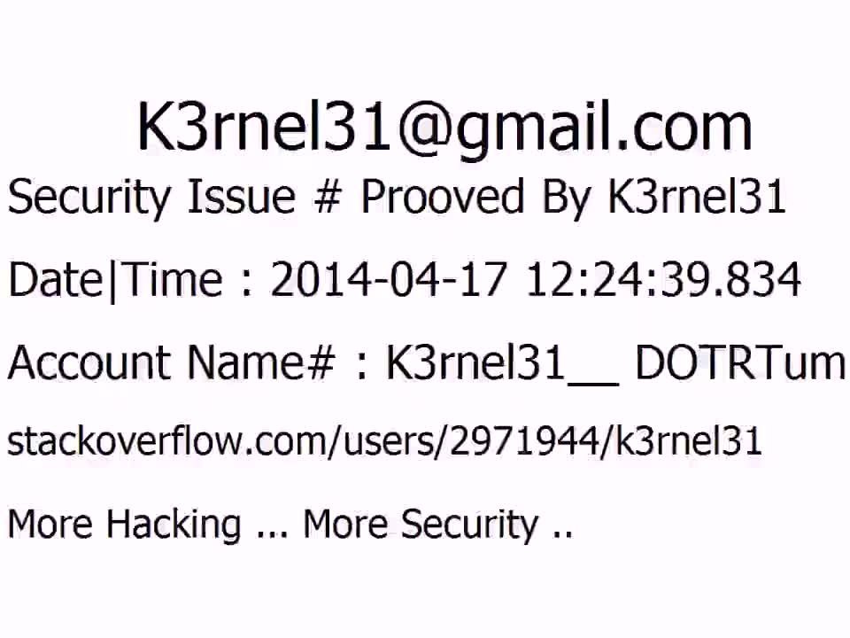 K3rnel31 Security Issue # Prooved DOTRTumK7Sdj04F