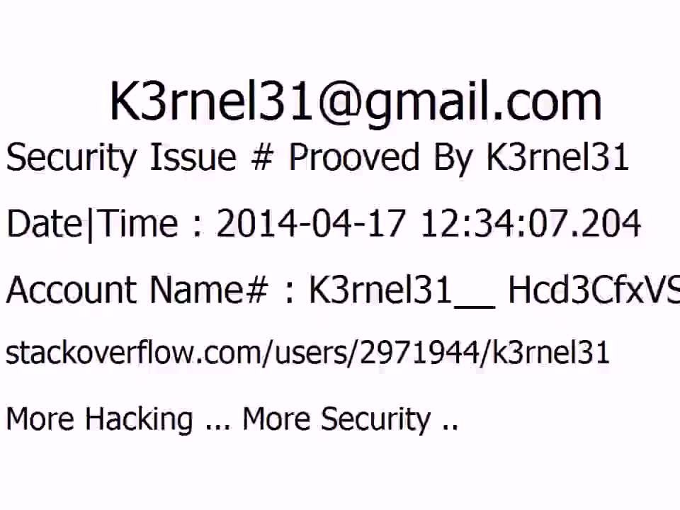 K3rnel31 Security Issue # Prooved Hcd3CfxVS2HayTc