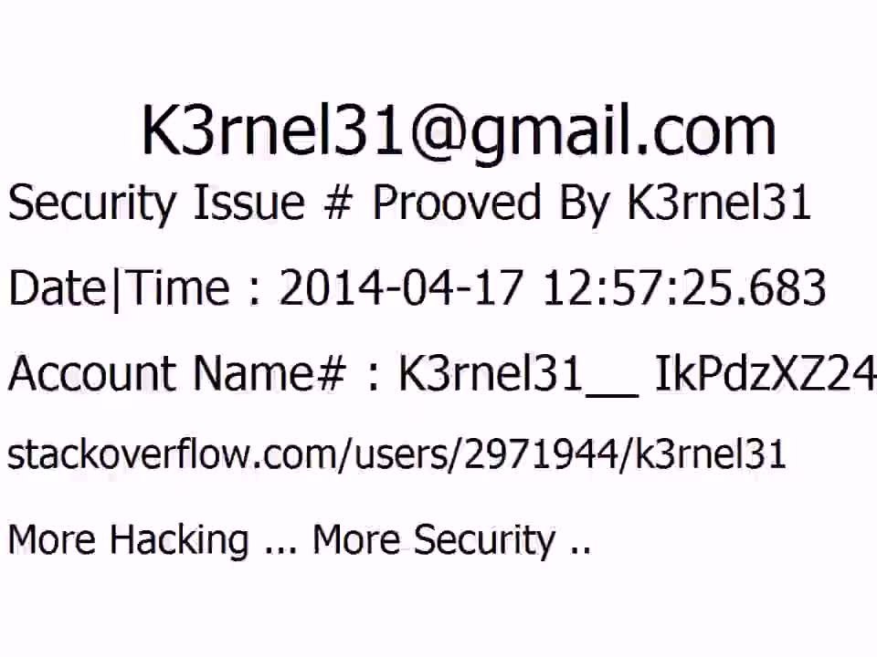 K3rnel31 Security Issue # Prooved IkPdzXZ24FLaU8L