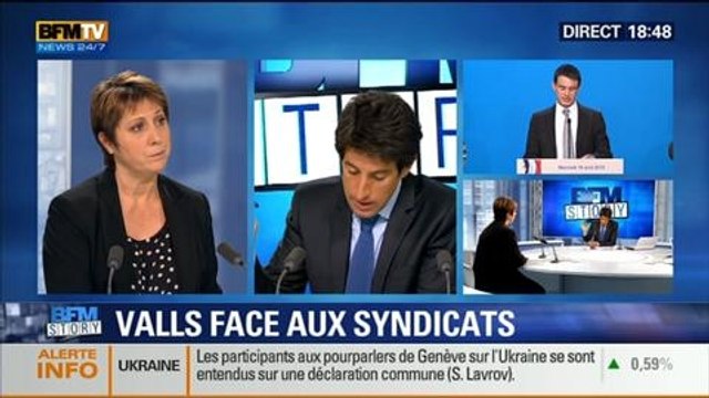 BFM Story: Plan d'économies: Manuel Valls confronté à l'inquiétude des syndicats - 17/04