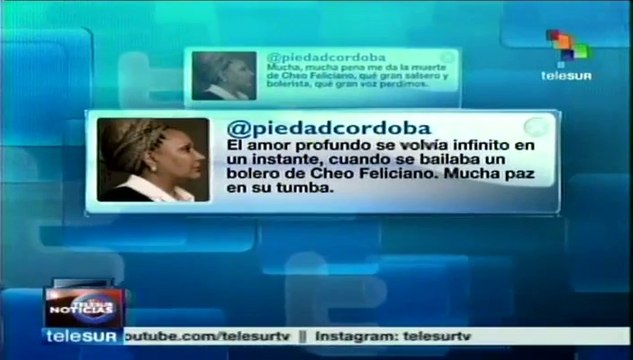 Piedad Córdoba lamenta la muerte de José Cheo Feliciano