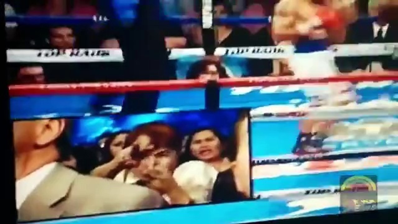 Manny pacquiao mom mother Dionesia Goes Crazy! - Exorcism at pacquiao vs bradley 2 Fight - YouTube