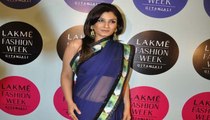 Bollywood Hot Beauty Actress Raveena Tandon looks Gorgeous & Glamours in Blue Saree at the Lakme Fashion Week
