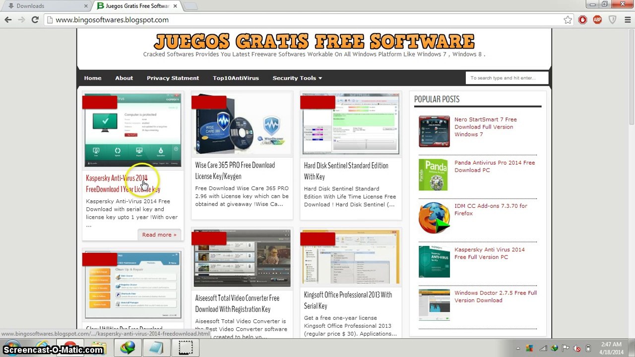 kaspersky antivirus 2014 With 1 Year Free License Key