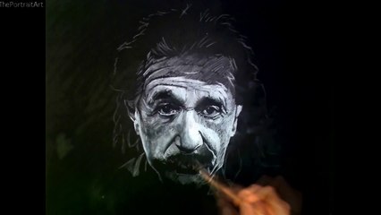 Drawing Einstein white charcoal - Art Portrait Video