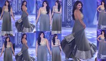 Bollywood babe Sonakshi Sinha looks Super Cute Gorgeous Awesome in Golden Anarkali Gown while walks the ramp