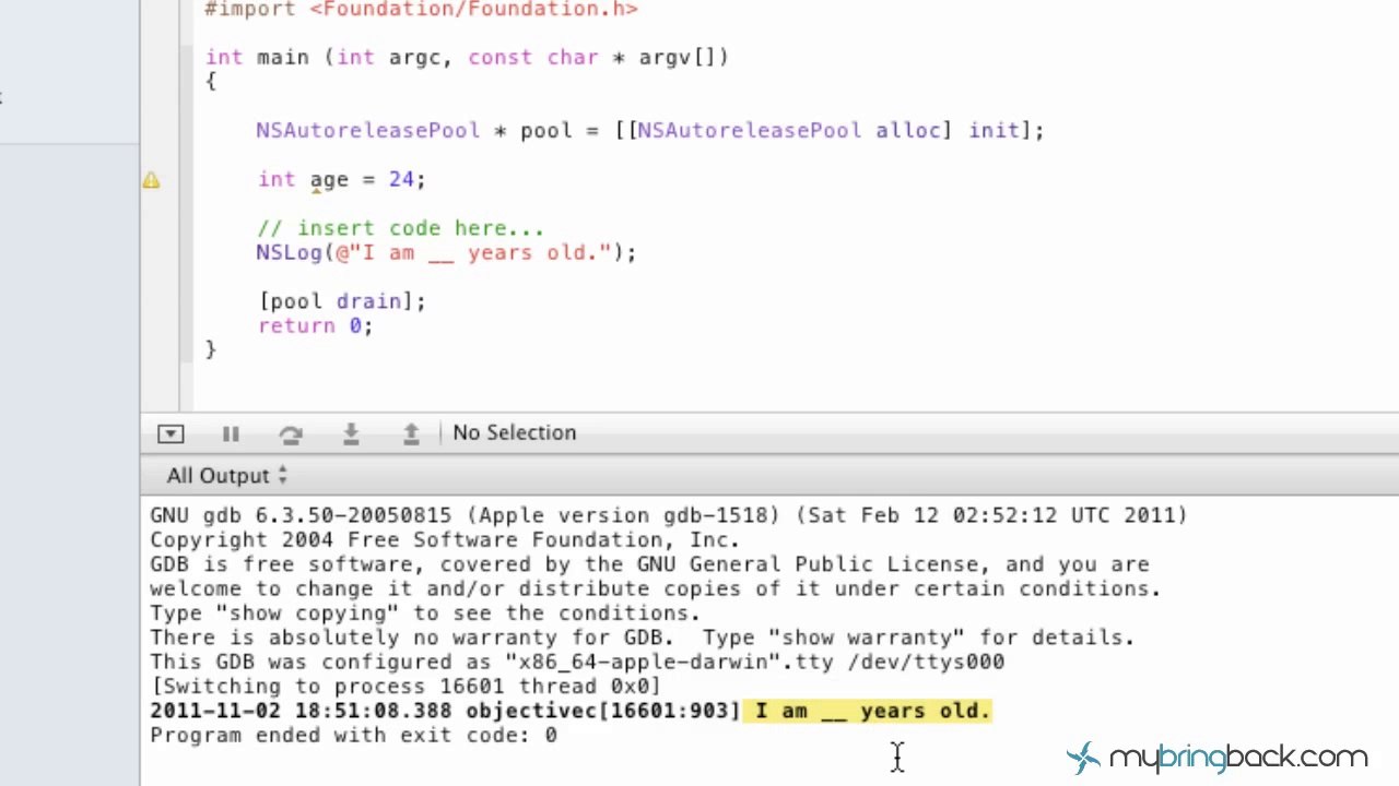 Learn Objective C Tutorial 1.4 Basic Variables pt1