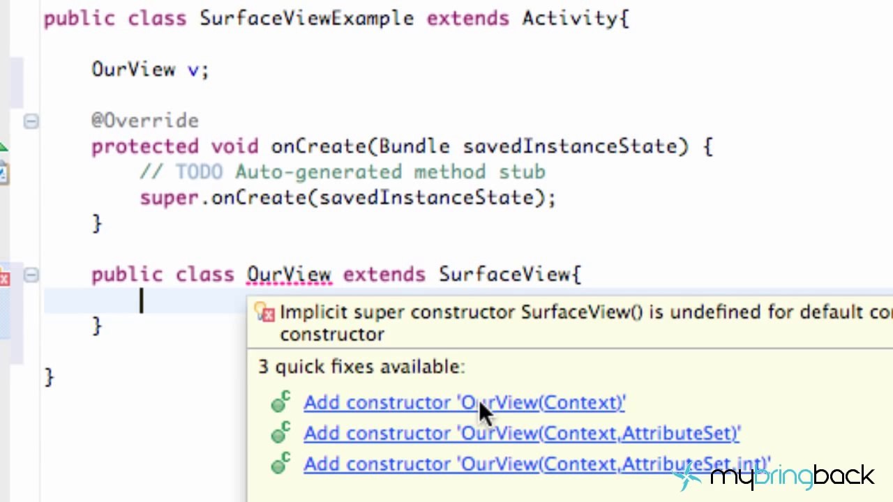 Learn Android Tutorial 1.28- Introduction to the SurfaceView