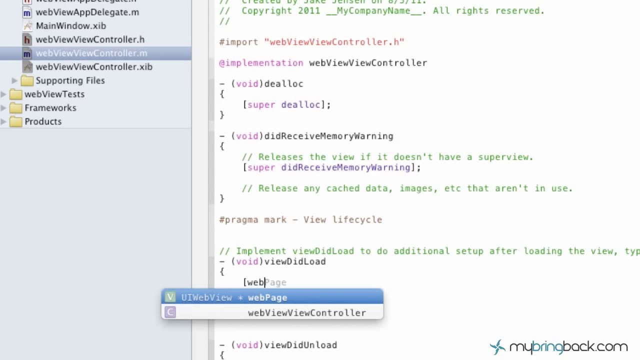 Learn Xcode 4 Tutorial iOS iPad iPhone 1.15 Load Webpage UIWebView